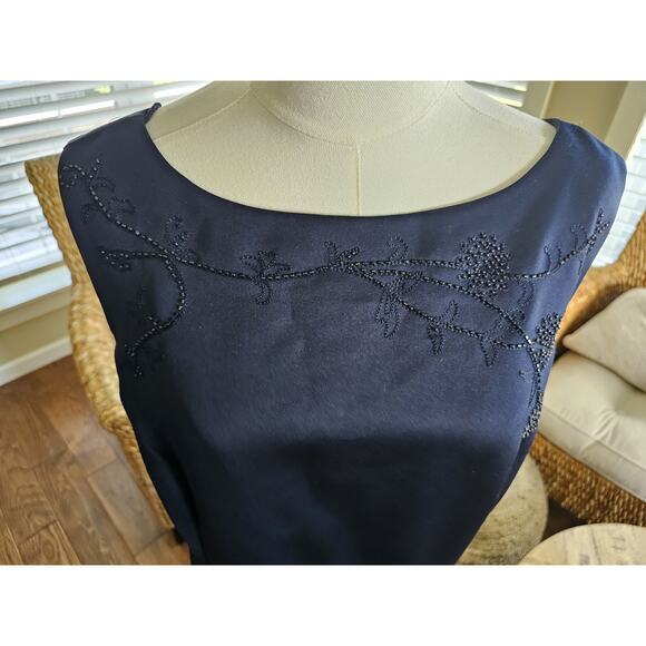 Talbots Navy Blue Beaded Satin Dress Women’s Size 16 Formal New - Picture 2 of 10